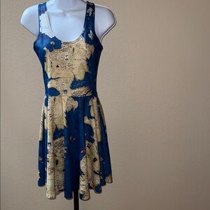 Blackmilk Game Of Thrones Blue Cream Westeros Map Mini Skater Dress Women’s Sz M